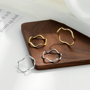 批发批量925纯银戒指简单波浪戒指18k镀金女性 - Product Image 2