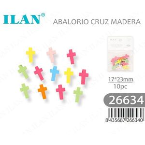 Perline in Legno a Forma di Croce Ilan 17x23mm 10pz Multicolore per Creazione di Gioielli Artigianali - Product Image 3