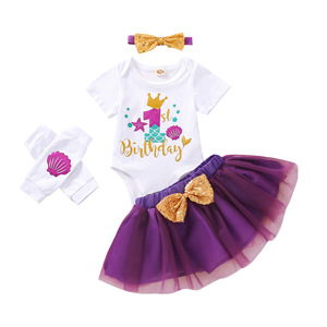 Vêtements pour petites filles robes d'anniversaire pour petites filles ensemble tutu pour enfants de 1 an tenues pour 1er anniversaire ensembles de vêtements pour bambins pour la fête - Product Image 1