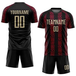 Conjunto de Camiseta de Fútbol Sublimada Personalizada para Hombre, Negra con Rayas Rojas, Absorbente de Humedad, Manga Corta, Cuello Redondo, Ropa Deportiva para Adultos - Product Image 1