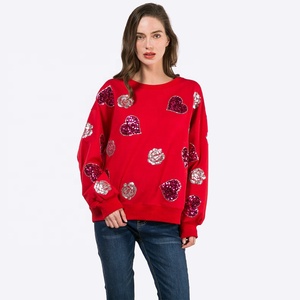 Pullover donna autunno personalizzato felpa donna tinta unita <span class=keywords><strong>paillettes</strong></span> Love Rose Patch Pullover moda Pullover sudore all'ingrosso - Product Image 5