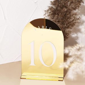 Numéros de table de mariage personnalisés en acrylique doré miroir, support personnalisable, décoration de table de luxe avec impression UV pour réception et anniversaire - Product Image 6