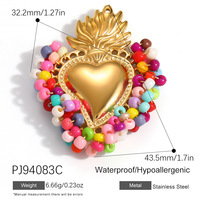 Pendentif personnalisé en acier inoxydable plaqué or 18 carats PVD, série Océan, poisson, étoile de mer, cœur, coloré, pour la création de bijoux DIY, cadeau