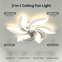 Ventilateur de plafond à fleurs avec réglage multi-vitesses, lumière 3000-6500K, intensité variable, luminaire décoratif pour la maison