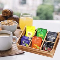 Organisateur de paquet de sucre en bois porte-boîte de sachet de thé avec poignée plateau à 6 compartiments