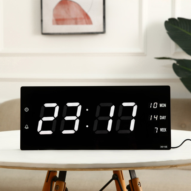 Large Font Luminous Digital Clock Intelligent Temperature Measurement Multi-Function Digital Display Wall Clock for Living Room