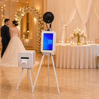 Photo Booth Kayu Warna Kustom 14 18.5 Inch Layar Sentuh Ganda Kios Selfie I5 Mini PC 8GB 256GB SSD Flight Case