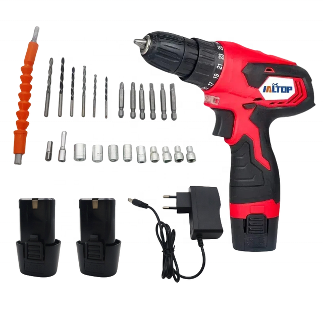 Tool Set 12V Lithium Battery Brushless Power Cordless Mini Electric Drill Variable Speed 10mm Industrial Grade