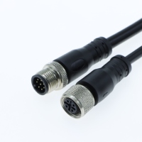Connecteur industriel circulaire aéronautique 8 broches M12 PUR surmoulé étanche IP67 pour dispositif de ligne de production automatisée