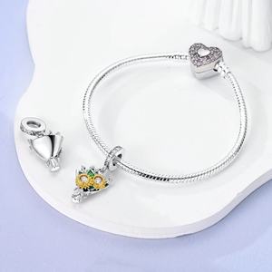 MULA 925 Sterling Silver Flower Series Charms Beads Zircon Tournesol Tulipe Pendentifs Fit Original Charm Bracelet - Product Image 5