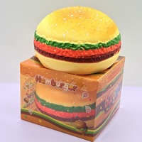 Hamburger réaliste surdimensionné, jouet à presser en caoutchouc à rebond rapide, jouet anti-stress de style alimentaire, jouet sensoriel pour la relaxation, emballé en boîte