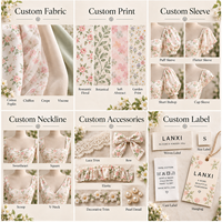 Mini-robe personnalisée pour femme, légère, en tissu tissé à imprimé floral, avec corsage froncé, manches bouffantes et jupe froncée coupe trapèze
