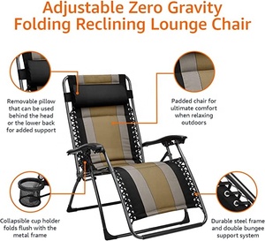 WOQI الحديثة خفيفة الوزن عالية الجودة في الهواء الطلق قابلة للطي انعدام الجاذبية كرسي صالة مستلق مع مظلة وسادة جانبية خزانة - Product Image 6