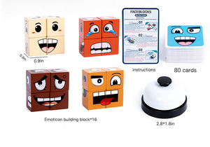 4 Player Social Board Game Wooden Matching Face Changing Magic Block <b>Puzzles</b> Cubes Toy - Product Image 5