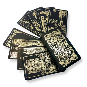 <span class=keywords><strong>Enchantement</strong></span> magique Divination Tarot Oracle Card <span class=keywords><strong>Deck</strong></span> personnalisé imprimé noir avant et arrière avec couvercle en papier bord or rose et boîte inférieure - Product Image 1