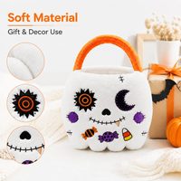 Mainan Boneka Ember Labu Putih Halloween, Isi Kapas PP, Pereda Stres, Boneka Lembut, Hadiah Trick-Treat, Dekorasi Pesta, MOQ Rendah, OEM