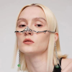 Máscara Gótica de Moda, Estilo Cyberpunk, Color Plateado Líquido Irregular, Hueca, para Mujeres y Hombres, Accesorio de Joyería Individual para Fiestas - Product Image 6