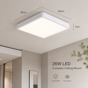 โคมไฟเพดาน LED ทรงสี่เหลี่ยมทันสมัย 26W 3CCT แสงสามสี อะคริลิคติดตั้งบนพื้นผิว สำหรับห้องนอน ห้องนั่งเล่น ทางเดินในบ้าน - Product Image 4