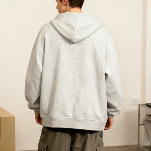 Low Price Custom Logo Plain Full Zip Hoodie 6700 OEM Wholesale Blank Heavyweight Cotton Drop Shoulder Unisex Streetwear Hoodies - Product Image 3