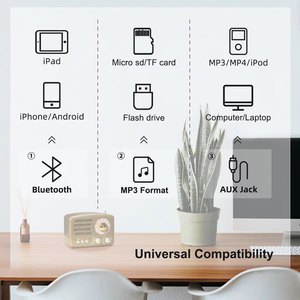 Retro Loa Không Dây Âm Thanh Tuyệt vời Chất Lượng Bằng Gỗ Di Động AM FM <span class=keywords><strong>Radio</strong></span> Cho Phòng Ngủ Phòng Ăn Gỗ Bảng Đài Phát Thanh - Product Image 3