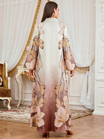 Robe Abaya élégante pour femmes saoudiennes, imprimée de fleurs, robe islamique du Moyen-Orient, Ramadan Jalabiya, Dubaï, robe musulmane en relief, robe de fête avec glands