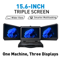 Ordinateur portable industriel à triple écran de 15,6 pouces, I9-13900H RTX3070M 16 Go, station de travail mobile multi-affichage pour le contrôle multi-tâches