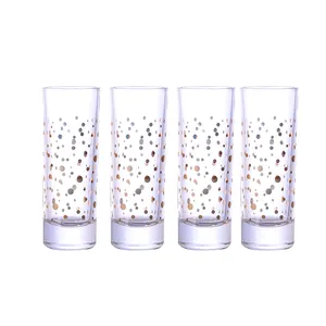 Higher Quality Elegant Water Tumbler Glass Colorful Gold Decal Vodka Shot Wine Glasses