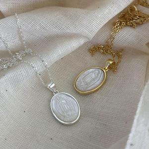 <strong>Delicate</strong> 925 Sterling Silver Maria Image Pendant <strong>Necklace</strong> - Product Image 1