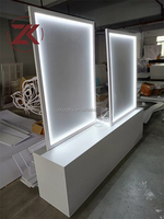 ZKAI Arche de mariage élégante blanche personnalisée avec panneau de bienvenue, affichage du nom du client, éclairage LED mural et toile de fond en PVC
