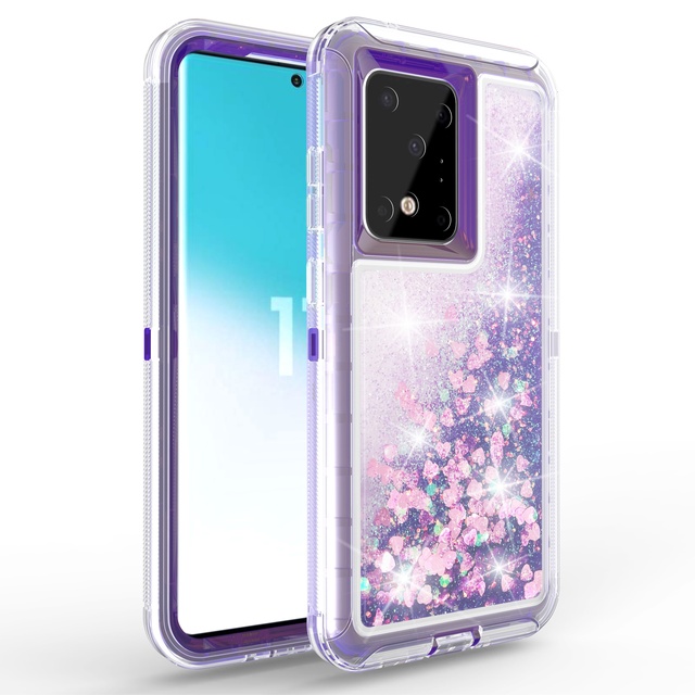 Luxury Shockproof Liquid Quicksand Phone case for samsung S20 case Glitter 3 in 1 for samsung S20 Plus Glitter case