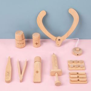 Toddlers Pretend Medical Role Natural Wood Kids Ages 3+ <b>Doctor</b> <b>Kit</b> Play Set <b>Toy</b> - Product Image 5