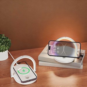 Chargeur sans fil 3-en-1 RECCI RLS-L15 avec lumière d'ambiance à commande tactile et support pour téléphone - Product Image 4