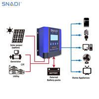 SNADI 100A 60A 50A 40A 30A 12V 24V 48V 96V 192V 384V Système solaire hors réseau Charge de batterie Rs485 MPPT Contrôleur de charge solaire