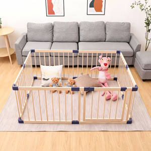 Parc de jeu multifonction en bois pour bébés et tout-petits, parc de jeu pliable en bois massif pour salon et chambre d'enfant - Product Image 5