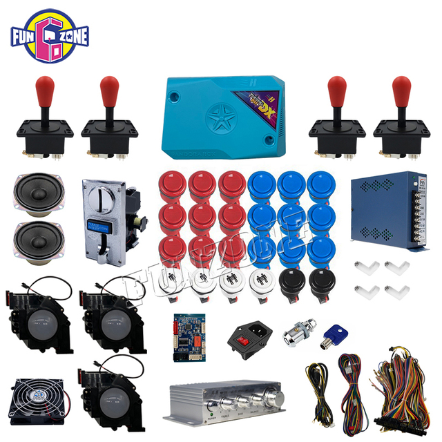 Funzone DIY Arcade Parts Bundles Kit With PD Box DX 3000 in 1 Joystick  Buttons Coin Acceptor Power Supply Jamma Kit