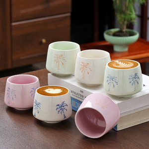 Vendita all'Ingrosso di Nuove Tazze da Tè di Qualità, Tazze in Ceramica Dipinte a Mano con Motivo di Palme, Tazze da Caffè in Stile Tropicale Mediorientale - Product Image 3