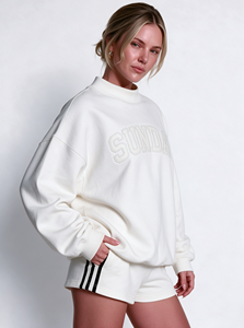 <strong>Oversized</strong> Drop <strong>Shoulder</strong> Sweater <strong>Off</strong> White Custom Women Mockneck Sweatshirt Applique Heavyweight Cotton Fleece Pullover <strong>Jumper</strong> - Product Image 4