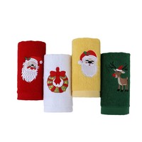 Toalla de Algodón Navideña con Logotipo Personalizado, Toalla de Mano Bordada con Diseño de Santa Claus, Corona de Navidad y Muñeco de Nieve, Toalla de Algodón Puro para Regalo Navideño, Suministro al por Mayor