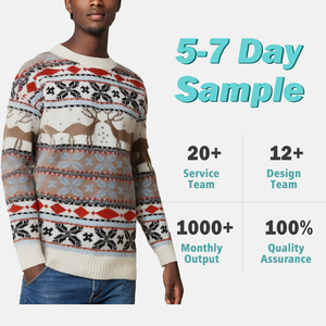 เสื้อสเวตเตอร์ถักแขนยาวสำหรับผู้ชายเสื้อสเวตเตอร์ถักลายคริสต์มาสคอกลมทรงหลวมโลโก้ตามสั่ง - Product Image 2
