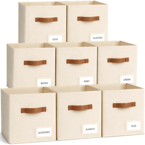 Foldable Fabric <b>Storage</b> Cubes with Handles Cube Bins for Closet Organization Organizer Bins with Labels - Product Image 1