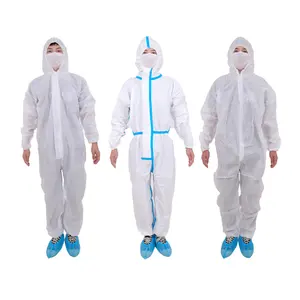 Giá rẻ màu xanh PPE dùng một lần phòng sạch phù hợp với Yếm bảo vệ yếm với mui xe