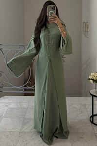 Conjunto de vestido modesto islámico Vestidos elegantes para mujer Vestidos maxi de lino modestos musulmanes - Product Image 4