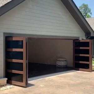 Usa Standard 8x7 Porte de <span class=keywords><strong>garage</strong></span> électrique automatique Panneau isolé en bois Grain couleur Pliage Portes de <span class=keywords><strong>garage</strong></span> en bois pour maisons modernes - Product Image 2
