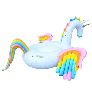 Forme personnalisée gonflable arc-en-ciel licorne Pegasus animaux piscine flotteur jouets pour plage natation partie
