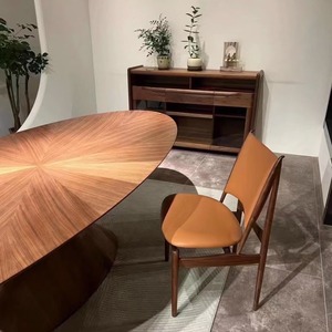 Tavolo da Pranzo Moderno in <span class=keywords><strong>Legno</strong></span> di Noce Nero Ovale, Stile UFO, per Villa di Design, Grande, Minimalista Nordico, Scrivania per Ufficio - Product Image 5