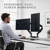 Support de bureau pour deux moniteurs, fixation VESA, réglable à 90 degrés, ergonomique, robuste, accessoires de bureau pour ordinateur, support de moniteur pour jeux