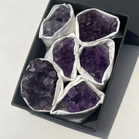 Prix d'usine – Coffret de pierres brutes de chakra en améthyste naturelle transparente, cristaux de guérison, coffret cadeau