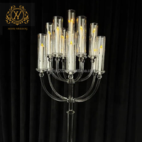 Candélabre en cristal à 13 bras, grand porte-bougie transparent, centre de table romantique pour mariage, décoration de table