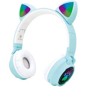 Casque sans fil pour enfants avec oreilles de chat, casque avec lumière LED clignotante, écouteurs avec prise audio 3,5 mm filaire pour garçons, filles et adultes - Product Image 3