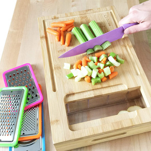 Tabla de cortar duradera y respetuosa con el medio ambiente, tabla de cortar de bambú para el hogar, tipo de cajón de bambú, clasificación de compartimentos - Product Image 4